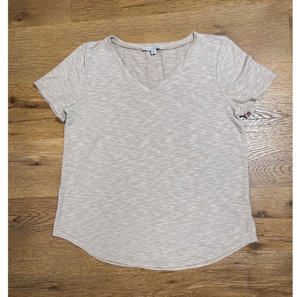 Green Envelope Tops - Green Envelope Los Angeles Womens V-Neck Slub Tee Oatmeal Beige GTH681-SN Size M